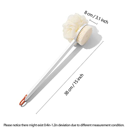 Долга рачка бања четка мека сунѓер туш четка за грб, лофушка четка за чистење на кожата за чистење ексфолирачки масажа тоалети за