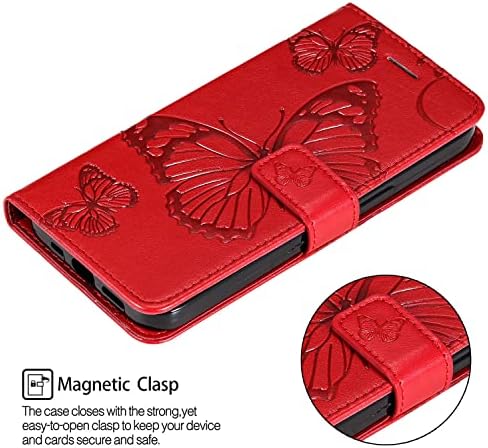XYX Паричник Случај ЗА LG Stylo 6, Врежана Голема Пеперутка Премиум Стп Кожа Флип Заштитна Телефонска Кутија Покријте Со Слотови