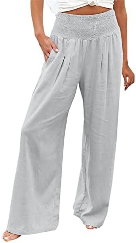Glienstенски обични широки панталони панталони со високи половини со високи панталони со џебови s-xxl