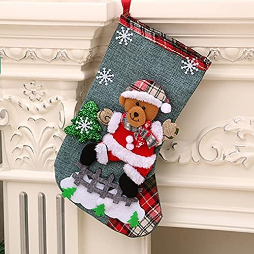 Божиќни чорапи. Торба за божиќни чорапки и божиќни чорапи за украсување на забави и Божиќни црвенини црвени мониста за вратите за девојчиња
