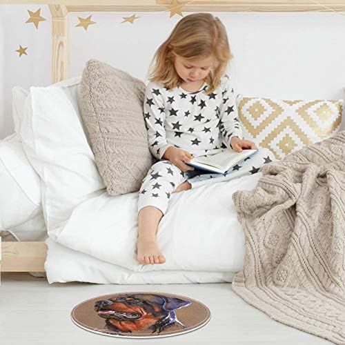 Heoeh Rottweiler Dog and Flowers, Nonlip Doormat 15,7 Тркалезни теписи за килими за деца за бебиња за бебиња