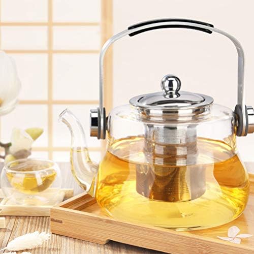 Чај котел чај котел 1 парчиња чајник Транспарентно стакло во домаќинството стаклена рачка чај тегла чајник за семејна употреба
