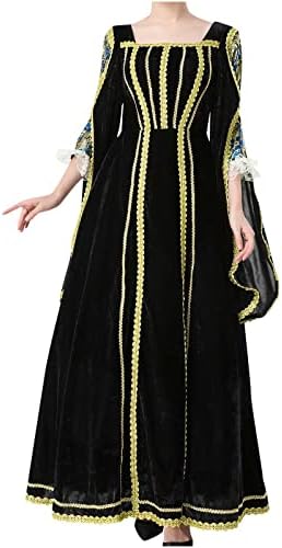 Нарбрг костум костум за женски кадифе средновековен фустан со качулка гроздобер готска средновековна чипка до предната ренесанса долга