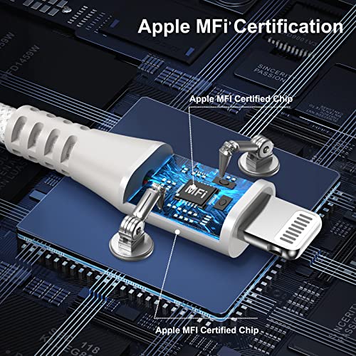 iPhone Полнач Кабел 3 Нога 2Pack USB A До Молња Брзо Полнење Кабел 3FT [Apple MFi Сертифициран] за iPhone 14/14Plus/14Pro/14ProMax/13/12/11/ХС/Х
