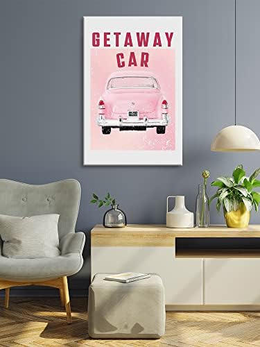 Taylor Getaway Car Most Wall Art Pink Pink Car Pater Vintage Room Eesthetics Canvas Print Home Divибална соба Спална соба за бања