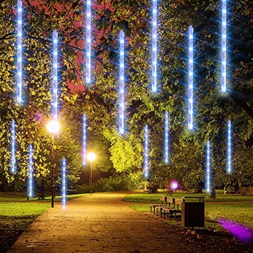 Blubsle Bright Christmas Lights Outdoor, 288 лежечки метеорски туш светла од 12 инчи 8 цевки