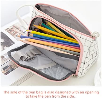 Торба за молив на Фанџи, симпатична кутија за моливи торба голема кутија за молив за складирање со молив со слот за пенкало, џебна канцелариска организатор за шминк