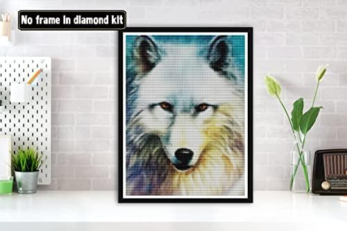 Комплети за сликање со дијаманти од Bimkole 5d, бел волк, целосна вежба животно DIY rhinestone сет за везови, со дијаманти уметност