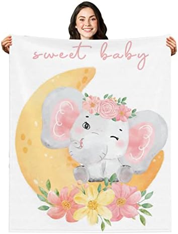 Јекун обичај бебе ќебе, персонализирани бебешки ќебиња со име за момче девојче, обичај меки ќебиња за фрлање, прилагодени слонови