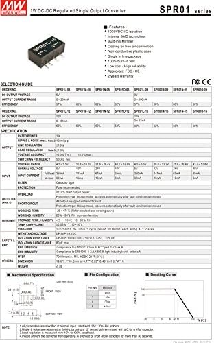 Средна бунар SPR01M-15 15V 0 ~ 67MA 1W DC-DC регулиран конвертор на единечен излез DC/DC конвертор