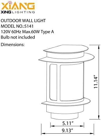 Xiang Xing Lighting Outdoor Wallиден фенер, 5141, wallид монтирање на полу-фенер за надворешно светло на wallидот, водоотпорен и сите отпорни
