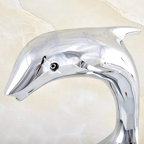 Сребрен полиран хром месинг, ротирачки млазница, симпатична животинска делфин кујна кујна двопродажба тапа тапа за тапаци