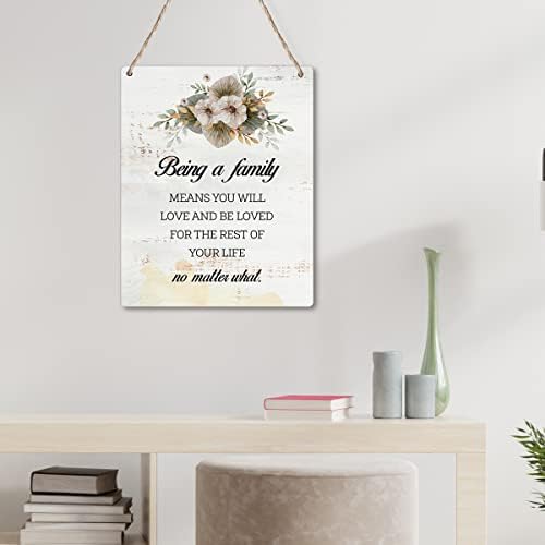Семеен цитат од дрво плакета знак како семејство значи дека ќе сакате и да бидете сакани да висат дрвен знак дома дневна соба wallид декор