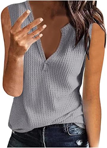 Тинејџерски девојки без ракави V вратот памук лабав вклопување опуштено вклопено ками резервоар обична обична блуза со кошула со