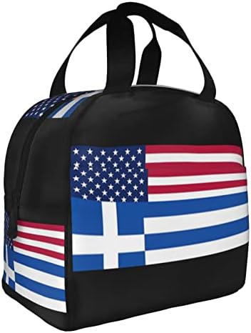 SwpWab Американско Грчко Грчко Знаме Пренослива Фолија За Повеќекратна Употреба Задебелена Изолирана Бенто Торба И За Мажи И За Жени