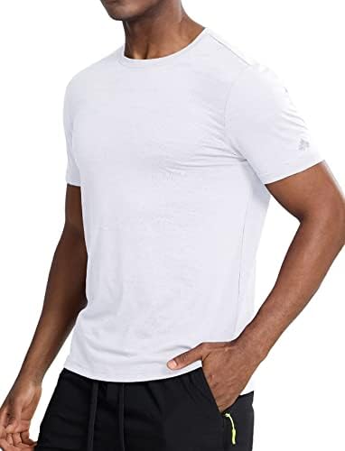 Атлетик кошули со Zengjo Атлетски кошули со кратки ракави за влага за губење на салата за вежбање, трчање на екипаж маица Брз сув спорт вграден