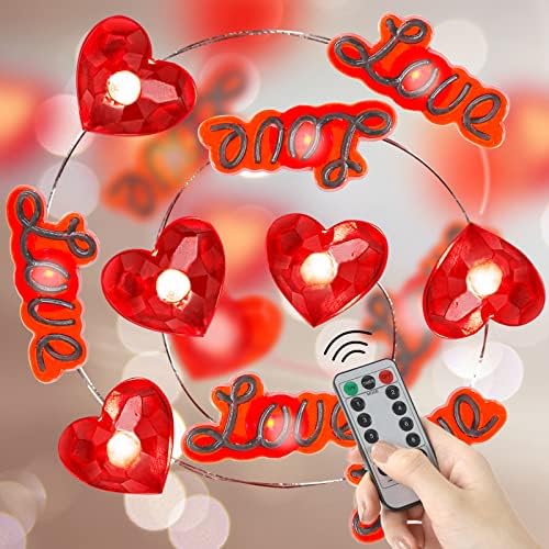 Ден на в Valentубените на вineубените Ден на црвено срце во облик на срце, 10 -тина 30 LED диоди срце и loveубов што висат жици