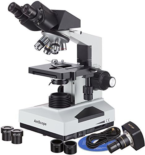 AMSCOPE B490B-M Соединение двогледен микроскоп 40X-2000X + 1,3 MP камера