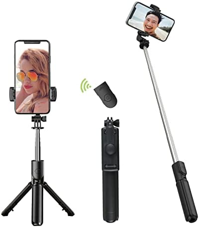 Chanki Extendable Selfie Stick, преносен стап со рачен статив и одвојлив безжичен далечински управувач, компатибилен со повеќето телефон