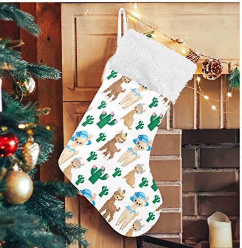 Алаза Божиќни чорапи Симпатични лами кактус во цртан филм класичен персонализирани големи декорации за порибување за семејни празнични сезони