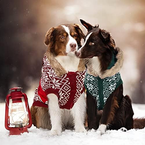 Емст Божиќ џемпер куче, плетени џемпери за Божиќни кучиња за мали средни големи кучиња/кученце/мачка/маче, зимско топло качулка куче Божиќно