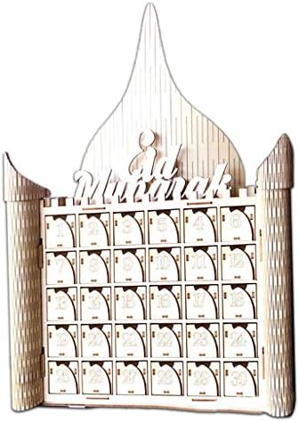 Стероза Дрвени МДФ Муслимански Еид Мубарак Знак Доаѓањето Календар Одбројувањето Куќа Фиока ПАРТИЈА САМ Декорација