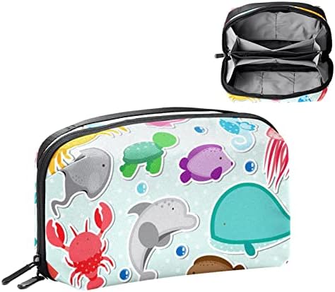 Налепници За Животни од морски животни-01 Торба За Шминка Патент Торбичка За Патување Козметички Организатор За Жени И Девојки