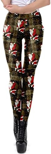 Божиќни хеланки со високи половини, женски плус хеланки со големина на елки, контрола на стомакот, кој работи спортски јога панталони