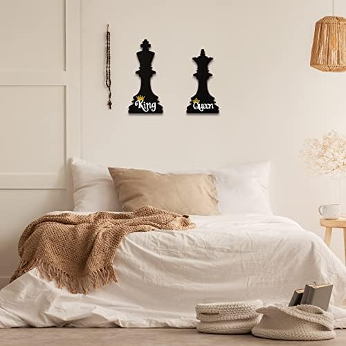 2 парчиња парови спална соба wallид декор Кинг и кралица wallид декор романтичен декор за спална соба за парови црна двојка wallидна