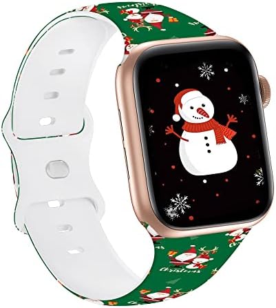Bonici 2022 Smart Watch Band компатибилен со Apple Watch 38mm 40mm 42mm 44mm, Божиќна тема