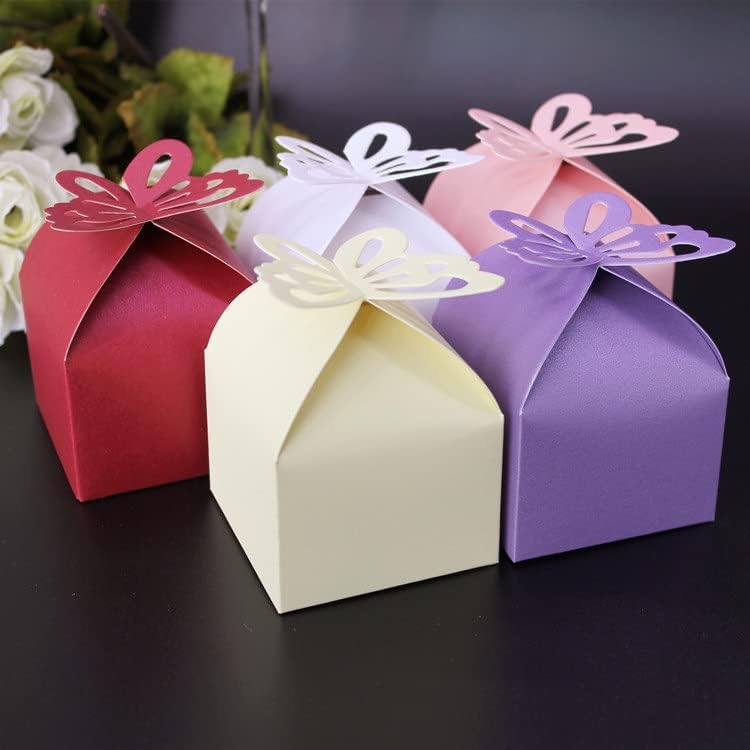 N/A 50 парчиња хартија во форма на пеперутка во форма на подароци за бонбони кутии преклопување на свадбени свадби роденденски