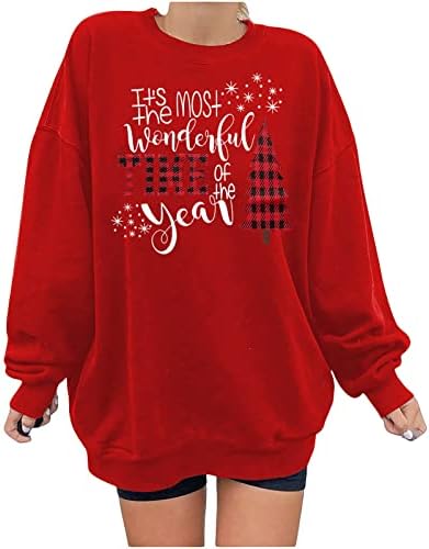 Flekmanartените на Флекманарт грда божиќен пуловер o вратот џемпери Обичен џемпер 3Д печатени врвови лабави долги ракави грда Божиќна блуза