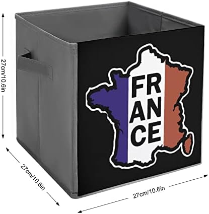 Француско знаме Стп Кожа Склопувачки Корпи За Складирање Платно Коцка Организатор Кошница Со Рачки