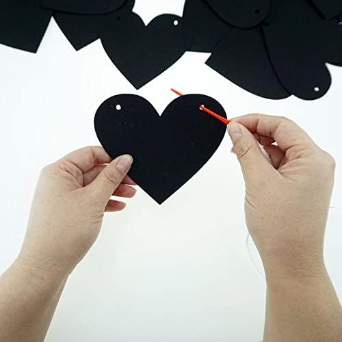 FAZHBARY 2 Пакет Црна Чувствував Срце Венец Банер За Валентин Банер Готски Декор Збогум Свадба Годишнината Партија Украси