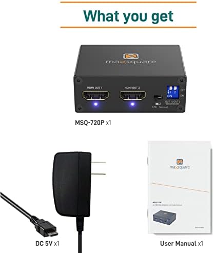 HDMI оптички аудио сплитер со аудио екстрактор 1x2 4K60Hz 4: 4: 4, HDMI 2.0 Splitter 1 во 2 надвор, Оптички/SPDIF 3,5mm стерео