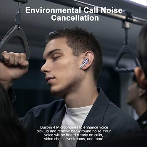 YHT Безжични Слушалки, Bluetooth 5.3 Слушалки со 4-Микрофони Јасен Повик И Enc Бучава Откажување, Bluetooth Слушалки Безжични Слушалки,