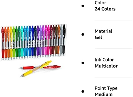 Обоени гел пенкала, линион 24 бои што се повлекуваат гел со мастило со зафат, мазно пишување со средна точка совршено за возрасни и детски