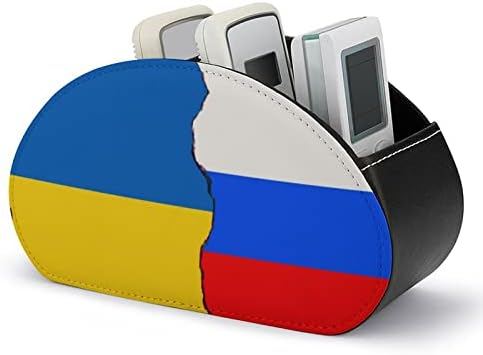 Руско и украинско знаме далечински управувач кутија за складирање Мултифункционална PU кожа ТВ далечинска држач за организатор