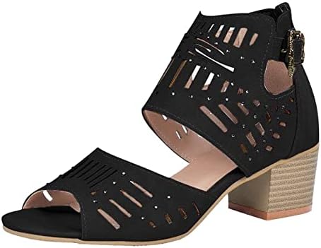 Фустани сандали жени, платформски сандали за жени ретро римски клинови сандали отворени пети сандали за дишење чевли црна