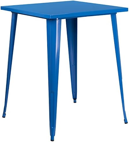 Флеш мебел Нолан комерцијална оценка 31,5 квадратни сини метални метални внатрешни работи на табела за висина на шипката