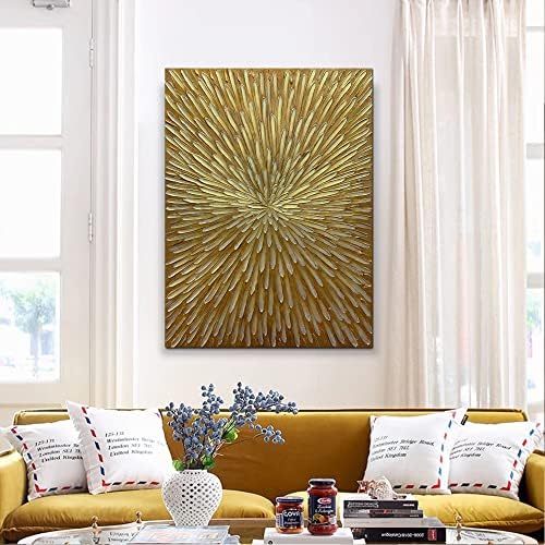 Art8yuqi Слики - Дебела тешка текстура wallидна уметност Апстракт Златни цвеќиња Слика модерно уметничко дело масло сликање 3Д