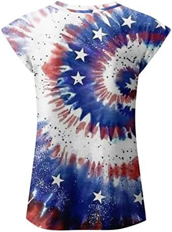 Кошули со сончоглед за жени, женски американски кошула со кратки ракави на 4-ти јули на знамето Топ лабави патриотски маици