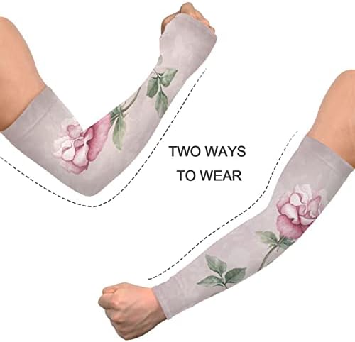 Акварел розови цветни ракави ракави за да се покријат рацете за жени мажи со анти-лизгање на сончеви ракави ракави за рака за жени мажи