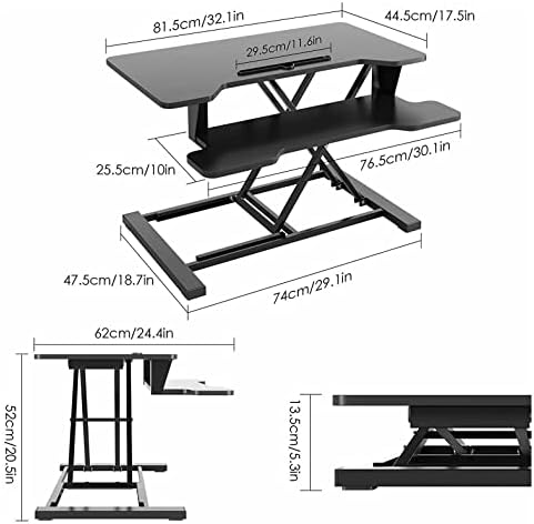 Seasd прилагодлива табела за седење на лаптоп табела за подигнување на компјутерска табела со црна седечка силна оптоварување со оптоварување