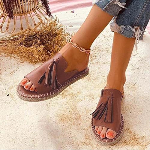 Папучи за жени летна платформа Еспадрил сандали мода раб гроздобер отворено пети лизгање на слајд римски чевли
