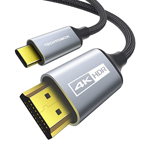 TECHTOBOX USB C до HDMI Кабел [4k@60Hz, Со Голема Брзина] 3.3 ft Тип C ДО HDMI Плетенка Кабел Лаптоп И Телефон НА ТВ Кабел [Thunderbolt