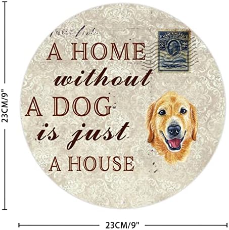 Смешно Метално Куче Знак Плакета Дом Без Куче Е Само Куќа Ретро Тркалезна Закачалка За Врата За Миленичиња Со Куче За Миленичиња Велејќи Метален