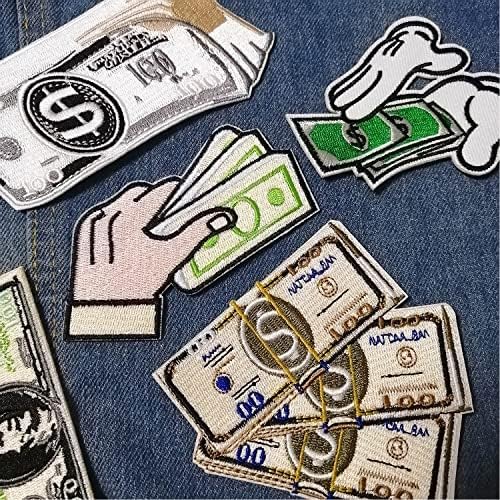 Chbros 8 парчиња разновидни пари долар извезени закрпи Ironелезо на/шијте на лепенка за облека, јакни, маица, ранци и др.
