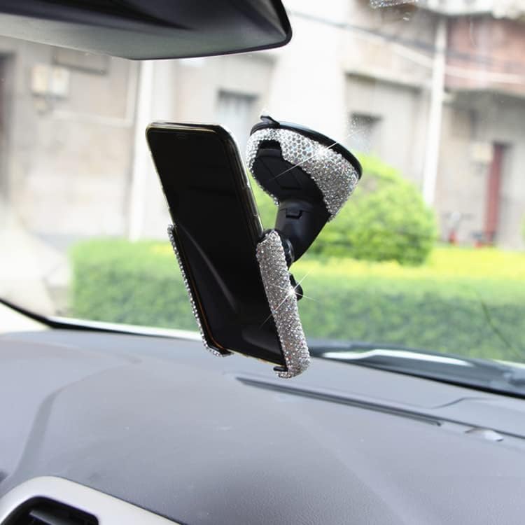 Blideco Bling Rhinestone Car Tephle Mount, Car Air Vent Dashboard Suction Sup држач за вшмукување компатибилен со iPhone и паметни
