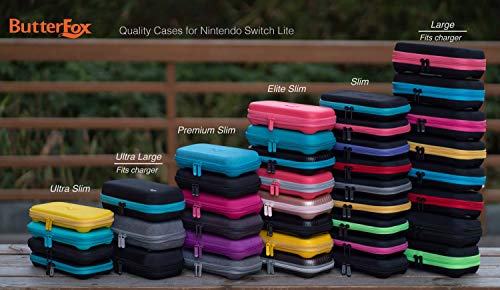 Butterfox Екстра големо носење куќиште за Nintendo Switch Lite, Fits Charger, компатибилен со заштитниот случај Jetech и повеќето затегнувања, складирање на игри и додатоци - корали/црни
